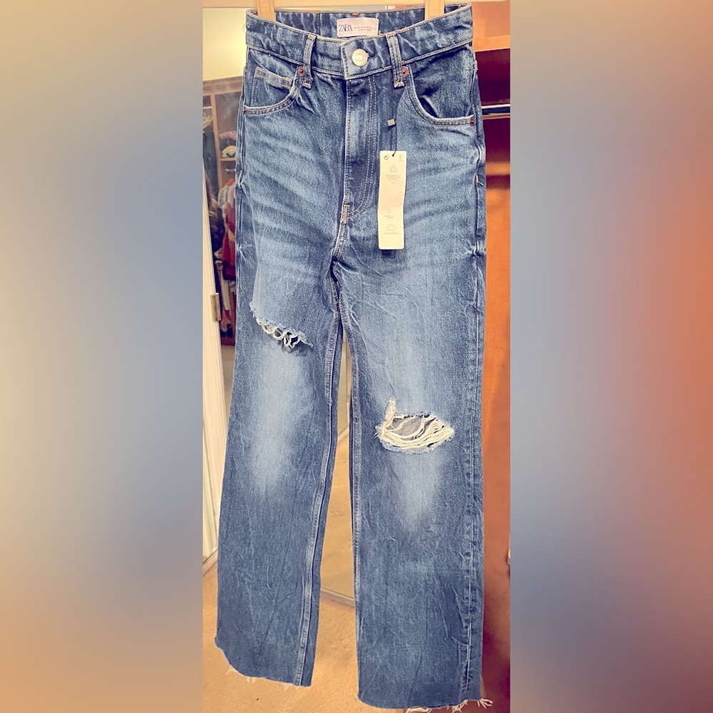 Zara Wide Leg High Rise Jeans